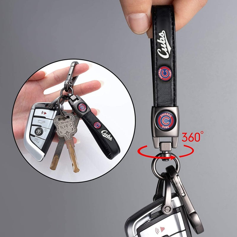 WiiFiive Leather Car Keychain for Baseball Fans, Metal Car Key Ring Key Chain Accessories - Image 2
